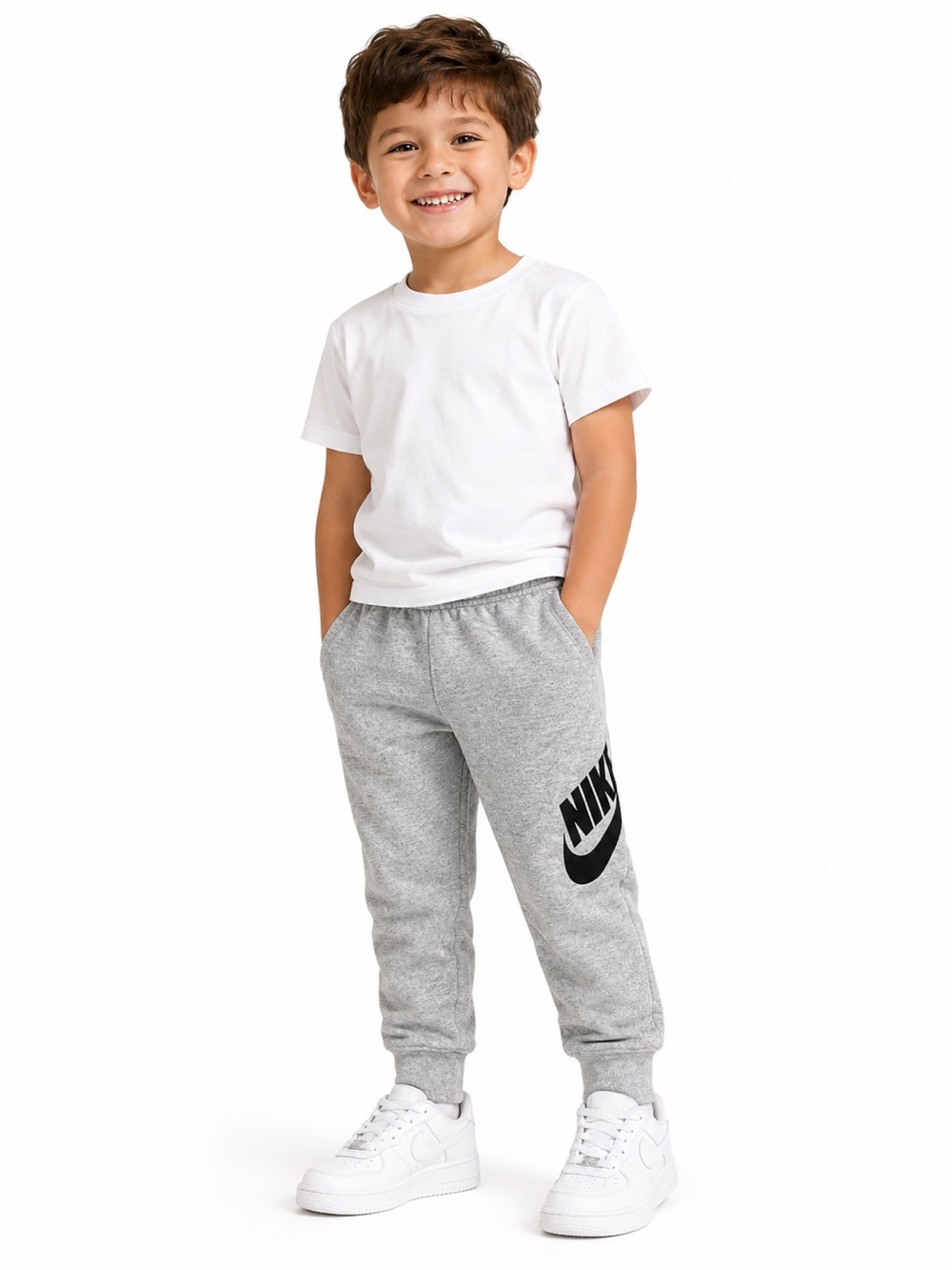 Nike Kids Heather Grey Sweat Joggers with Black Logo Size 4 (XS)